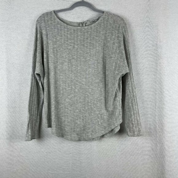3/$15 Green Envelope Gray Long Sleeve Top Exposed Zip - Picture 1 of 4